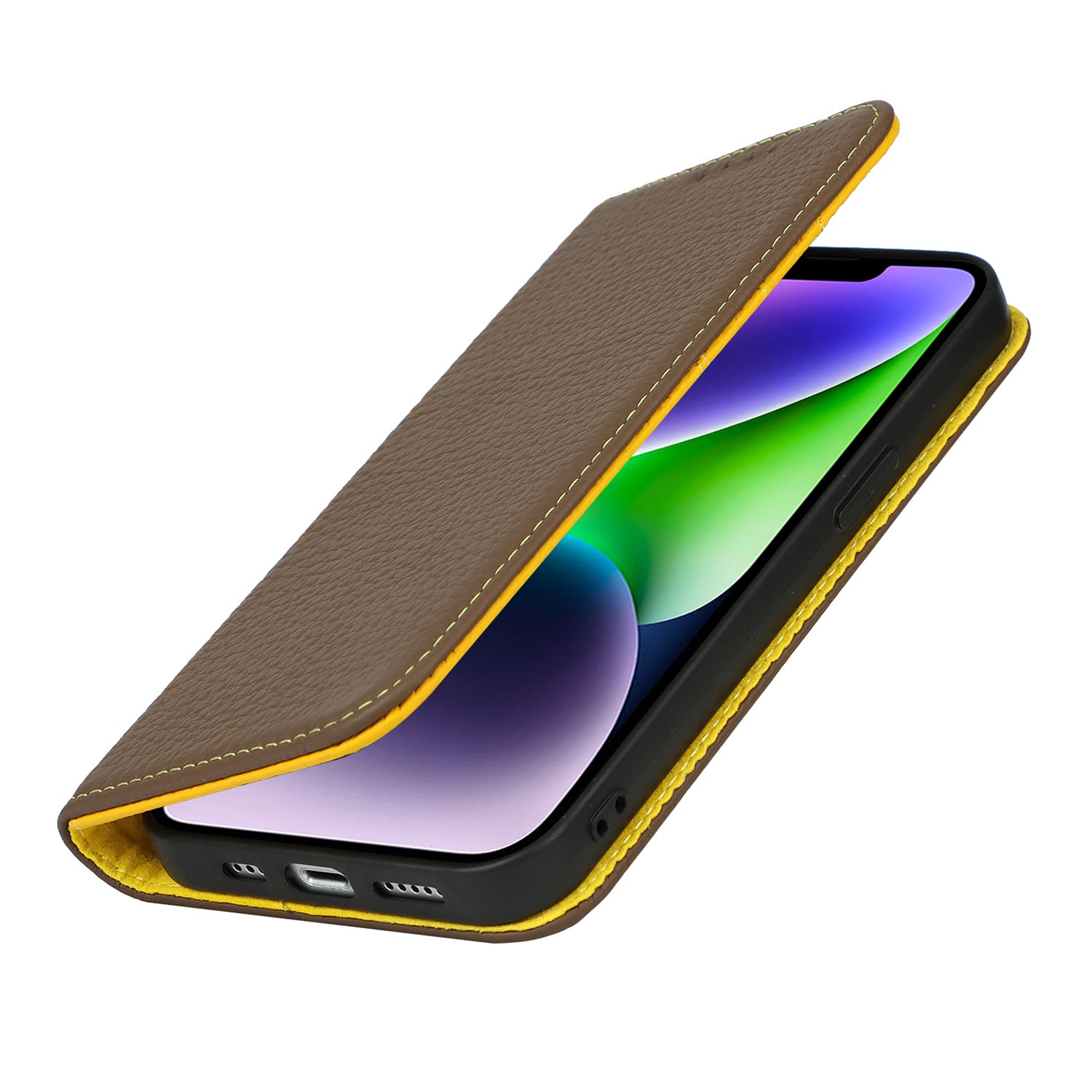 Drop-proof Phone Case for iPhone 14 Genuine Leather Litchi Texture Cell Phone Cover Wallet Stand Drop-proof Phone Case for iPhone 14 Genuine Leather Litchi Texture Cell Phone Cover Wallet Stand